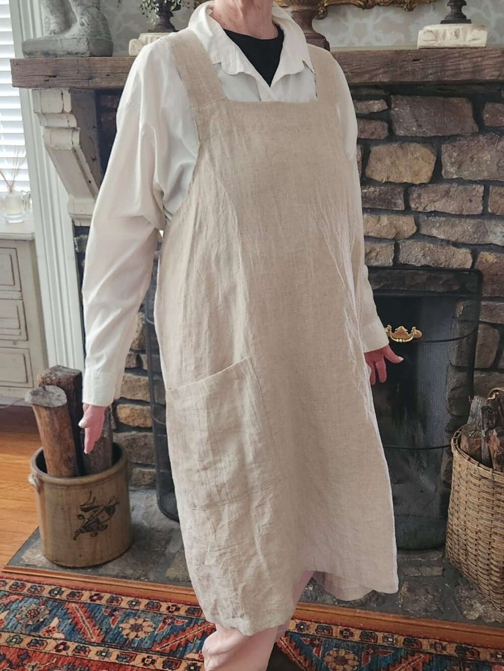 Vikolino Linen Cross Back Pinafore Apron